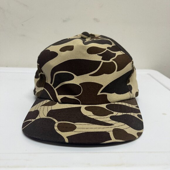 Vintage Brown Tan Duck Camouflage Snapback Hat Youngan Hunt Camo Blank - Picture 1 of 7
